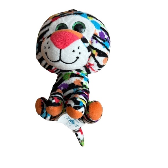 HugFun Tiger Stuffed‎ Animal Plush 7 Inch Birthday Colors Green Eyes 236534 - Picture 1 of 6